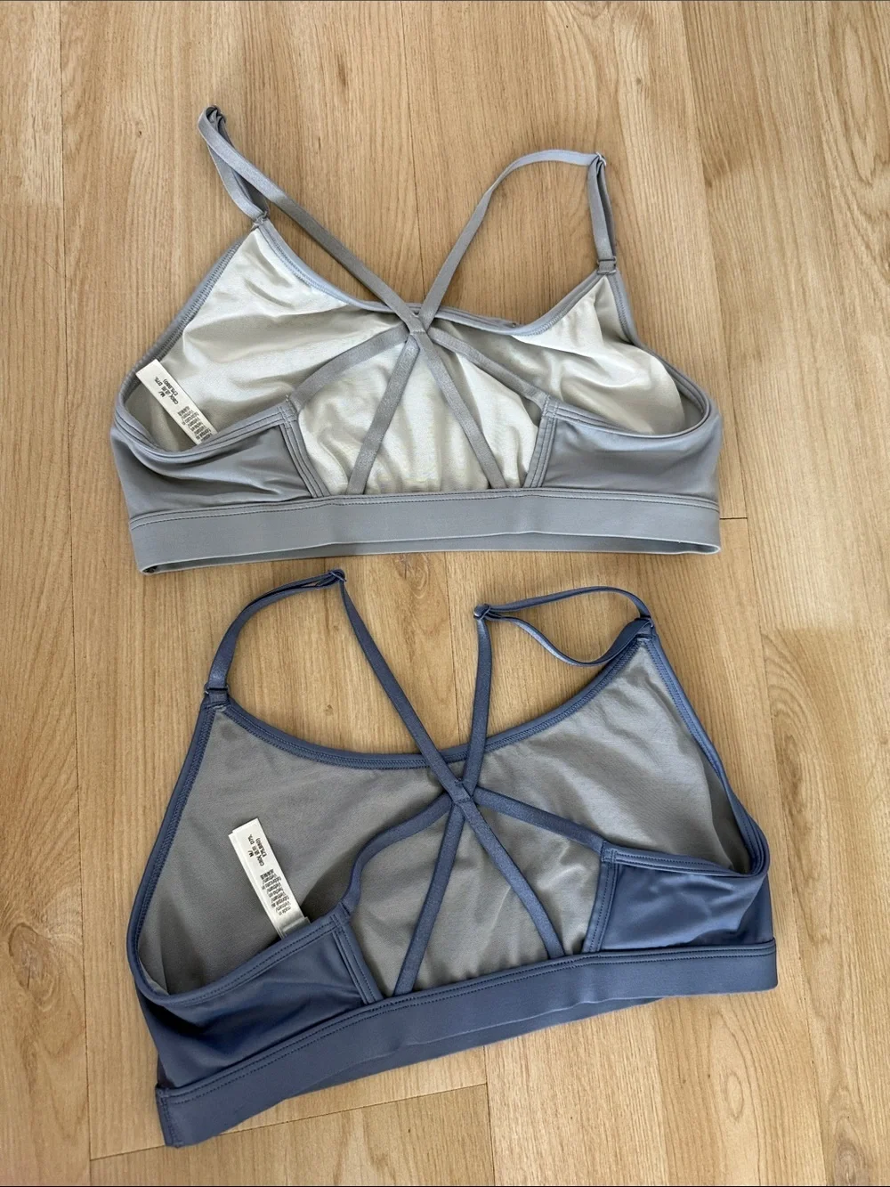 Women’s Laser-Cut Strappy Bralette - Gray & Blue